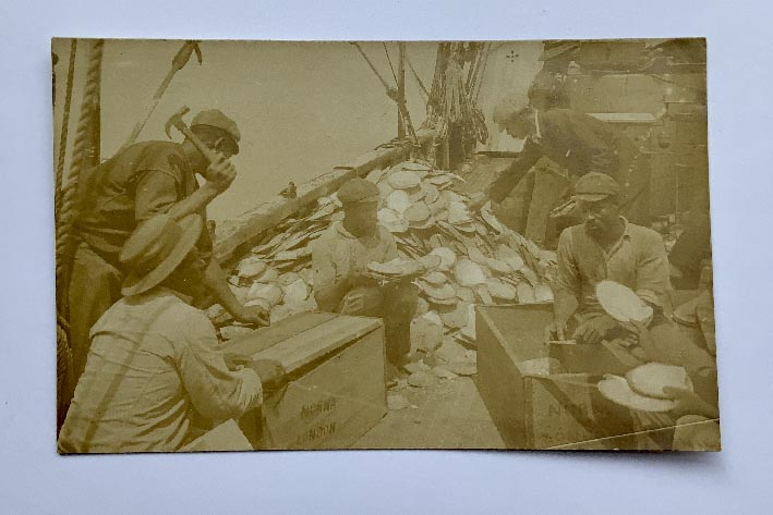 2 early 1900's Torres Straits pearl diver and pearl shelling postcards